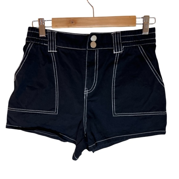 Black Women's FULL TILT Carpenter Twill Girls Shorts Sz M - Picture 2 of 5